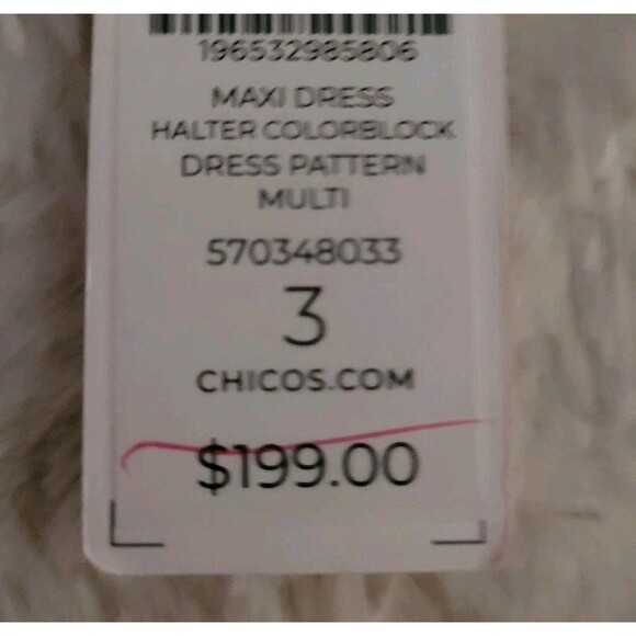 Chico's Maxi Dress Womens Size 3 US XL Colorblock Halter Summer Boho New - Picture 16 of 16